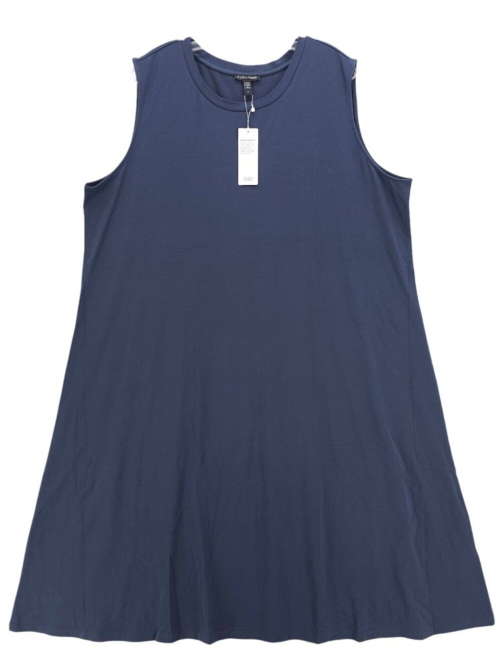 NWT EILEEN FISHER Fine Jersey Crew Neck Dress Easy Fit Calf Length OCEAN Blue 2X
